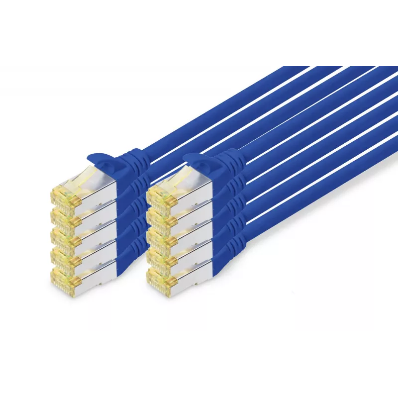 DIGITUS CAT 6A S/FTP patchkabel DK-1644-A-010-B-10, 1 m, blauw, 10 stuks