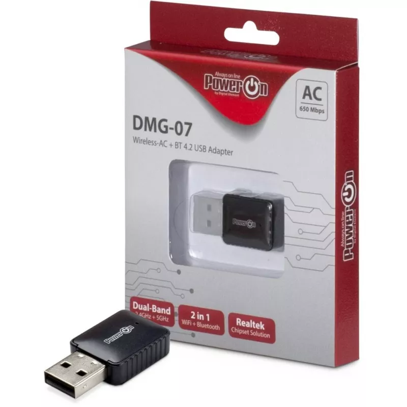 Inter-Tech DMG-07 – draadloos – USB – WLAN / Bluetooth – Wi-Fi 5 (802.11ac) – 650 Mbit/s – zwart (88888146)