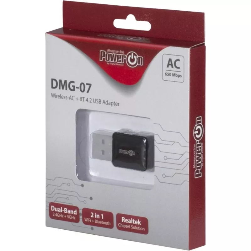 Inter-Tech DMG-07 – draadloos – USB – WLAN / Bluetooth – Wi-Fi 5 (802.11ac) – 650 Mbit/s – zwart (88888146)