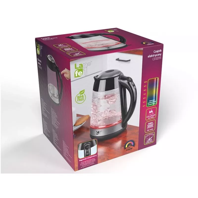 Waterkoker Lafe LAFCZA46806, 2200 W, 1,7 l, zwart