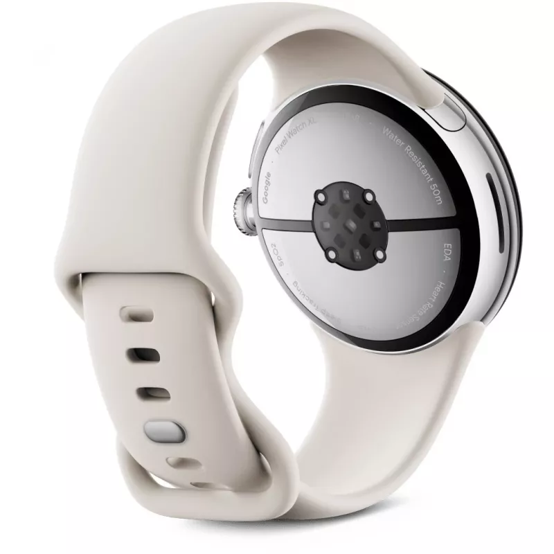 Google Pixel Watch 3 45 mm wifi smartwatch, gepolijst zilver (Porcelain)