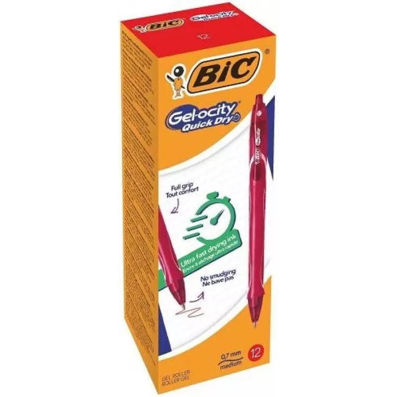 BIC gelpen Gelocity QUICK DRY rood, 12-pack 494671