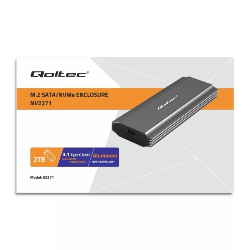 Behuizing | kies voor NV2271 voor M.2 SSD | SATA | NVMe | USB-C | 2TB