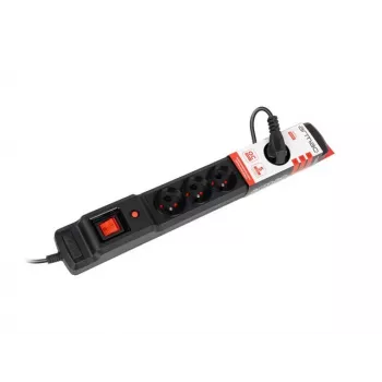 Stekkerdoos ARMAC Multi M6 overspanningsbeveiliging, 6 stopcontacten, 10 m kabel, zwart