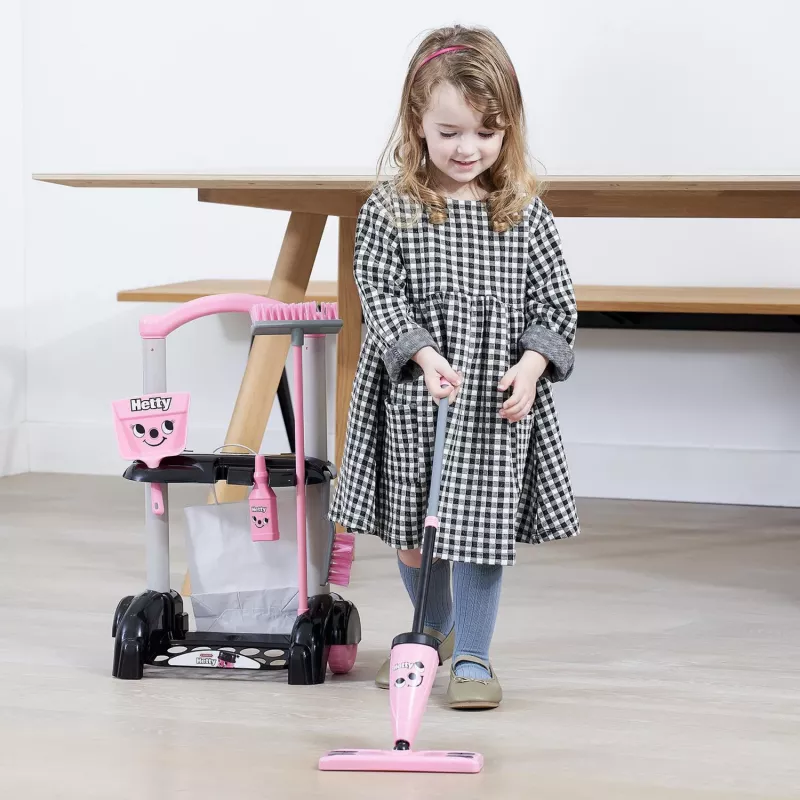Speelgoedpoetswagen CASDON Hetty kinderhuishoudapparaat roze