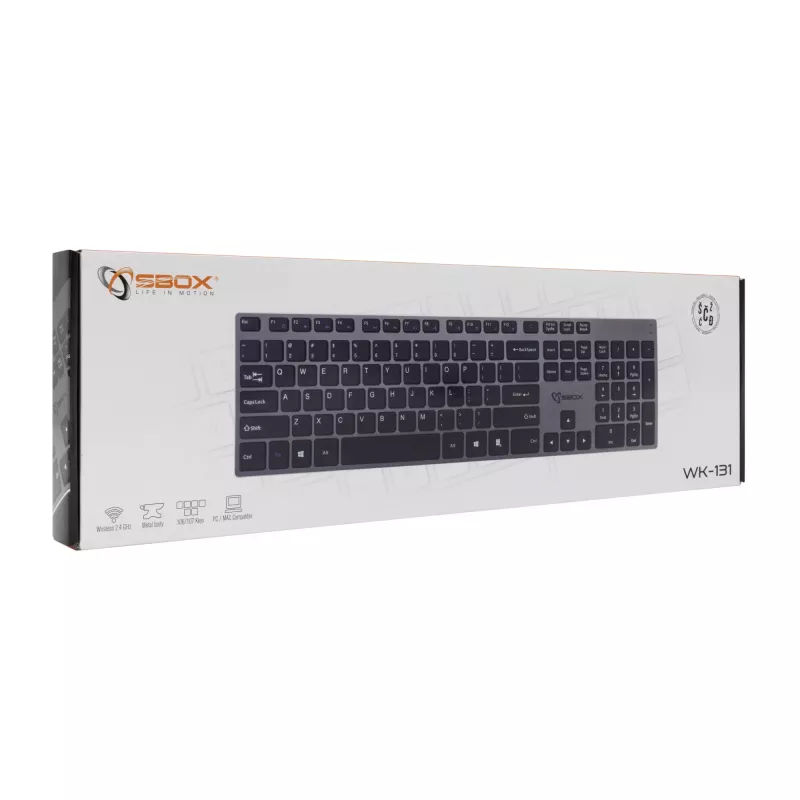 Draadloos toetsenbord SBOX WK-131 US, compact metalen design, US-layout