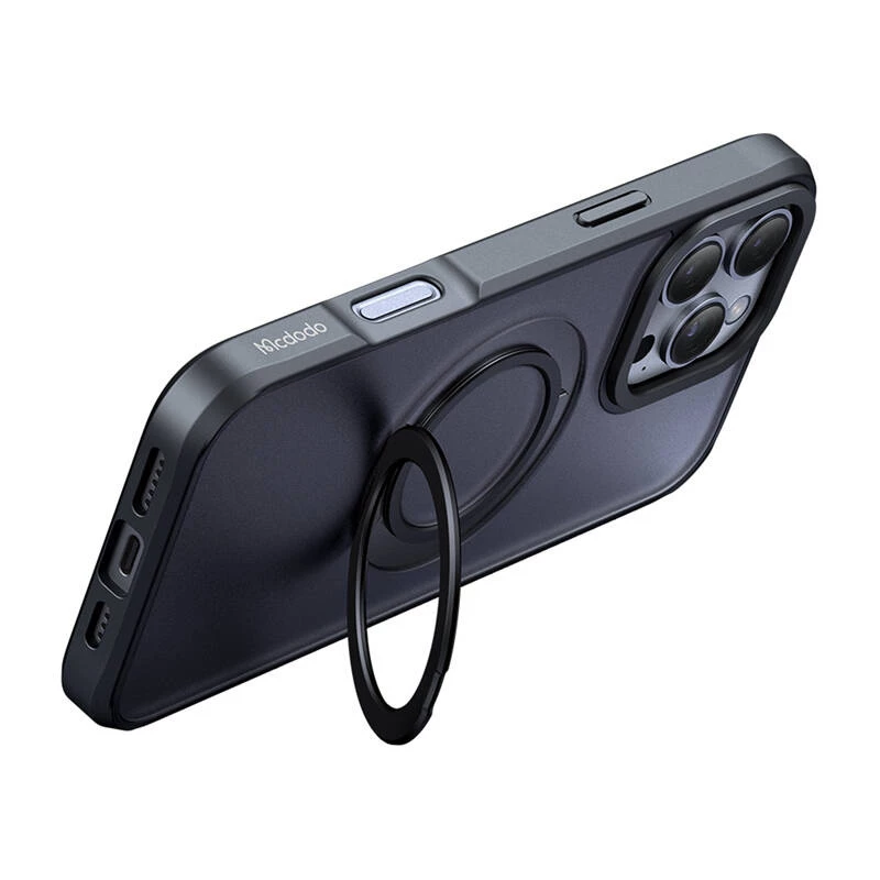 Beschermhoes met MagSafe Mcdodo PC-4933 voor iPhone 16 Pro Max met geïntegreerde standaard, zwart