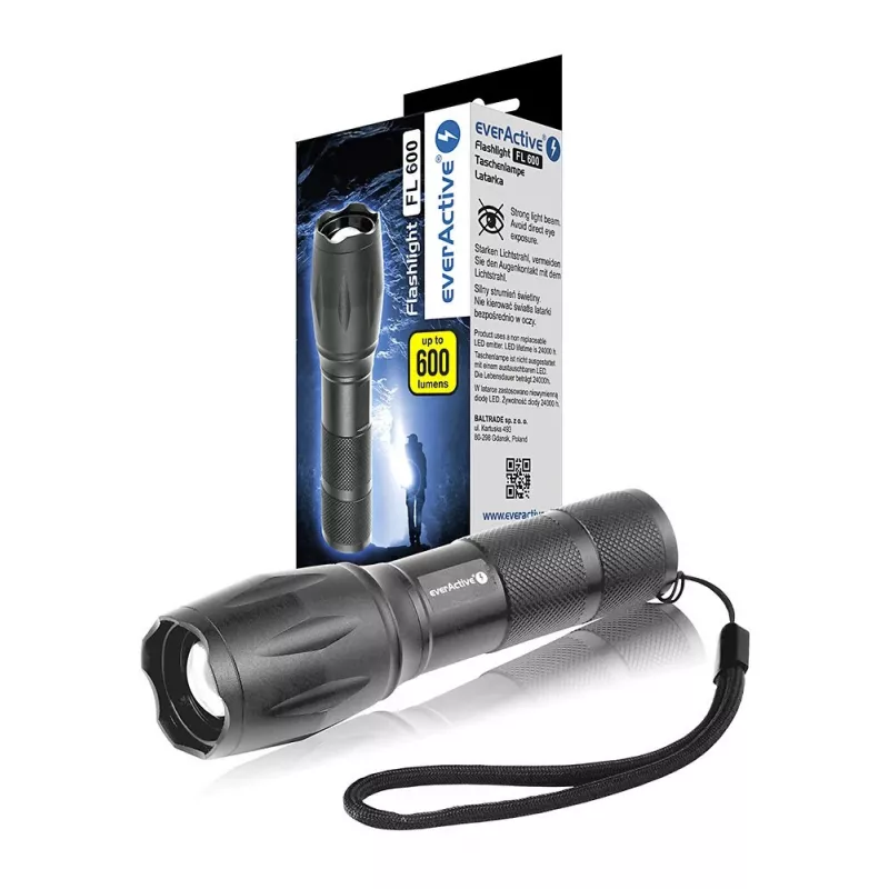 everActive FL600 LED-zaklamp, 600 lm, CREE XM-L2, 18650 / 3x AAA