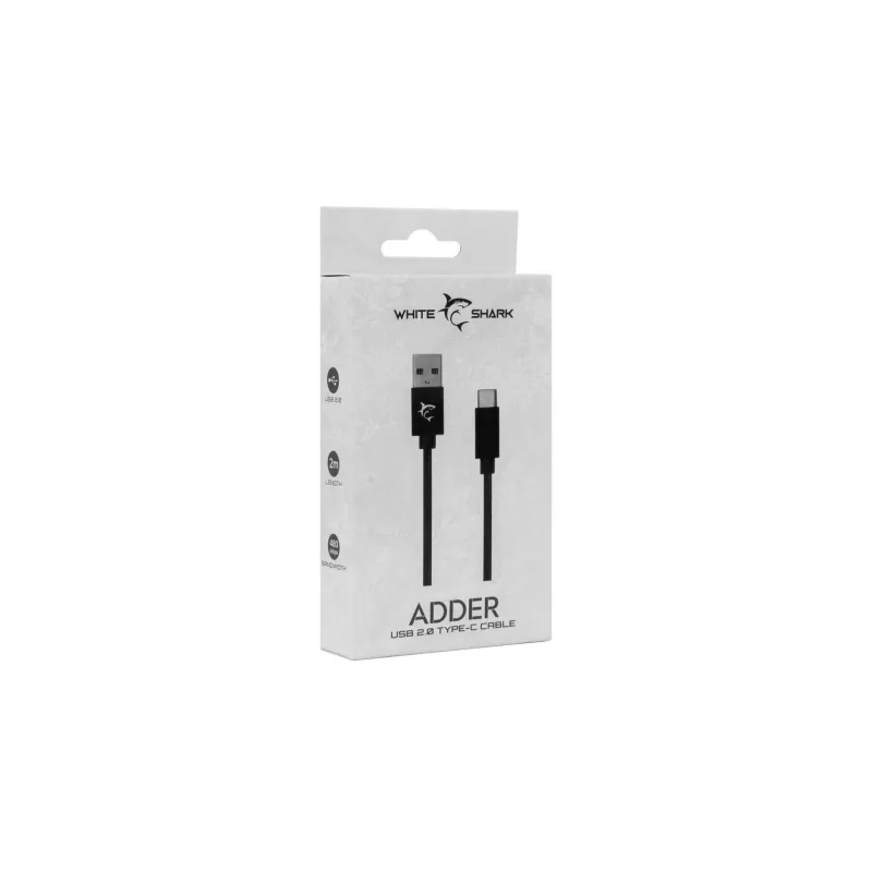 USB-naar-USB-C-kabel White Shark Adder 2 m – laad- en datatransmissiekabel, wit