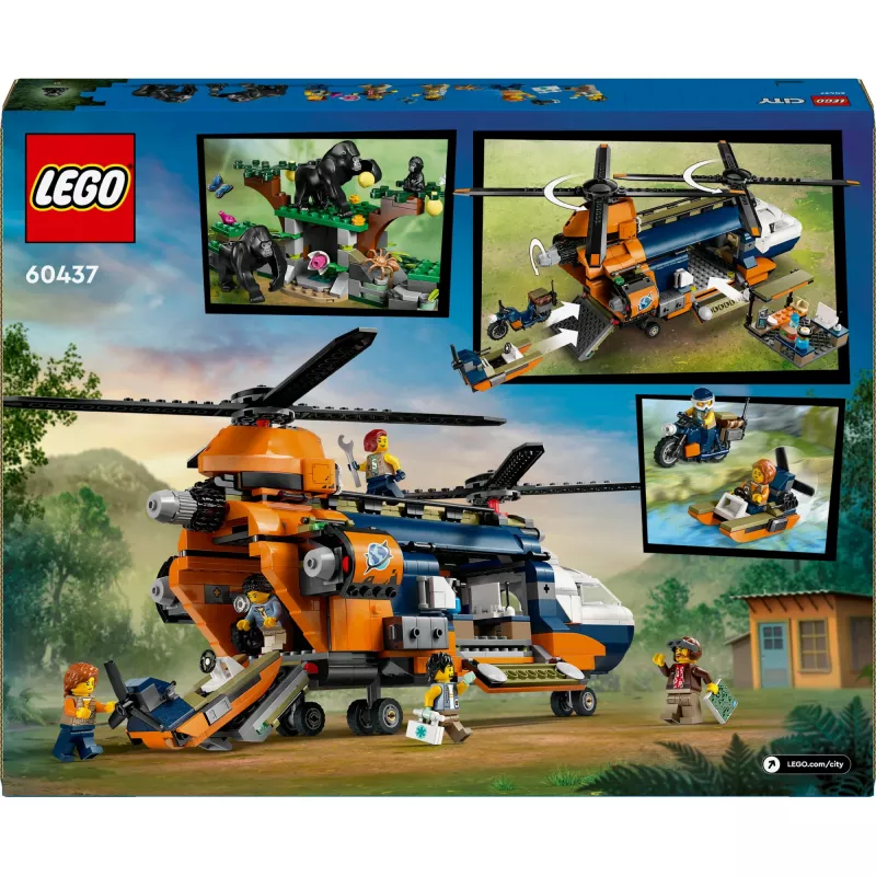 LEGO City 60437 Jungle Explorer-helikopter in basiskamp