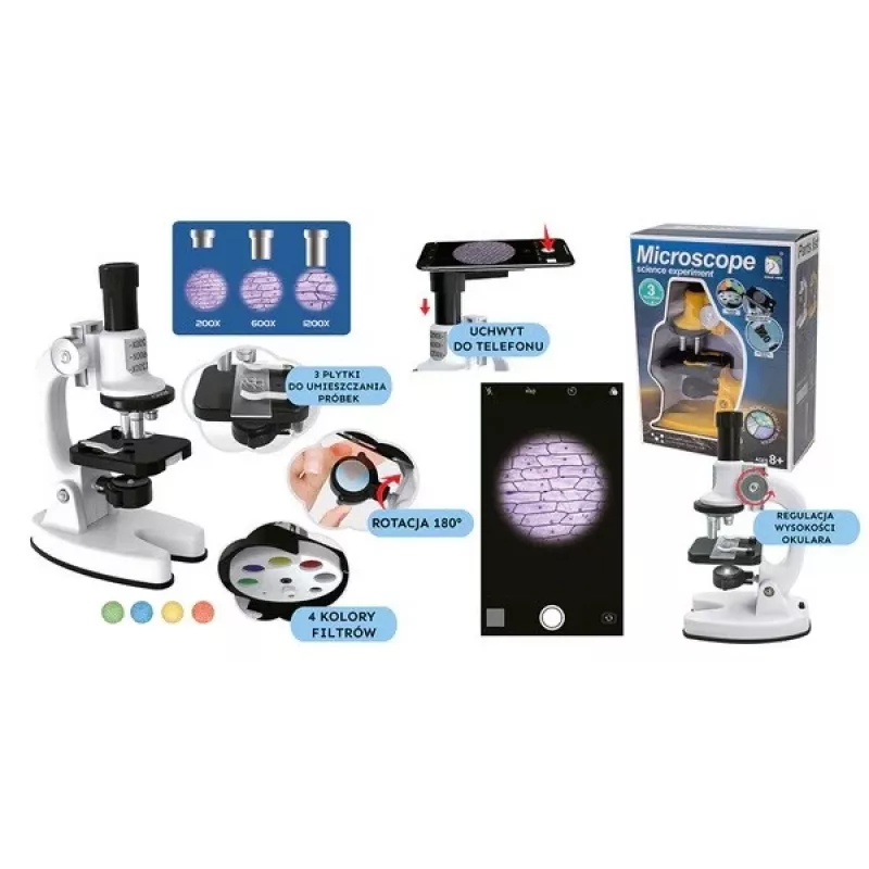 Microscoop Ascato 124582, 40x vergroting, LED-verlichting, onderwijs- en laboratoriummicroscoop
