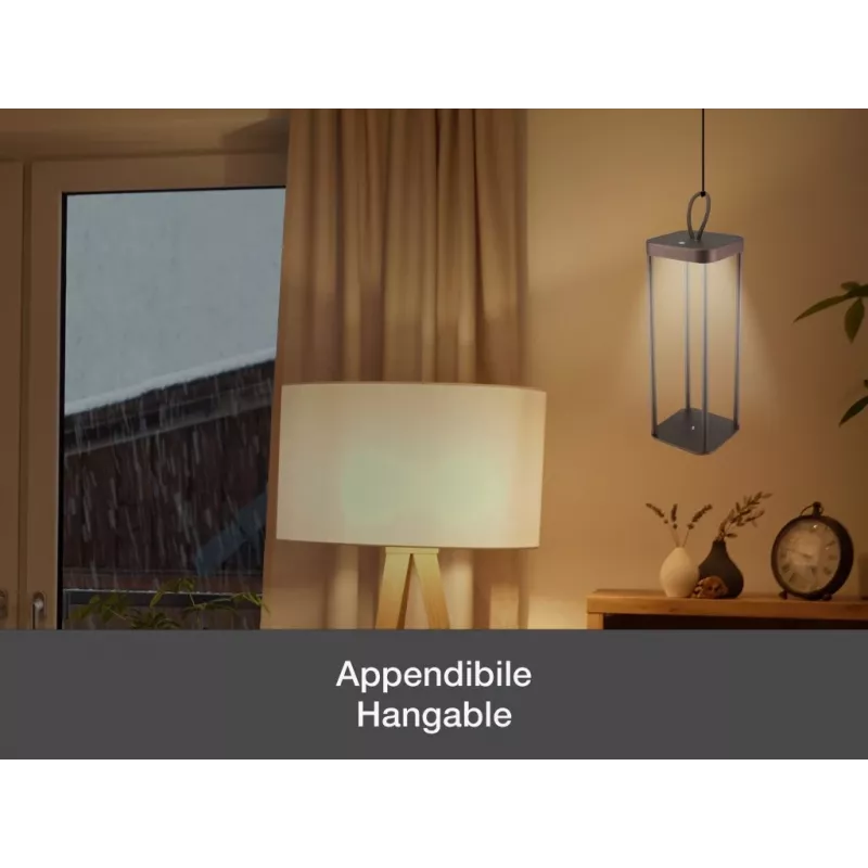 Oplaadbare lantaarn Beper P207ILI102 in cortenlook, draagbare lamp op batterijen