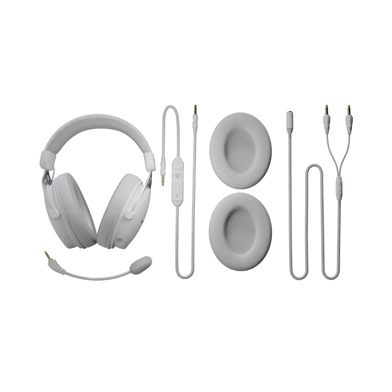Bedrade hoofdtelefoon Genesis Toron 531 wit met microfoon, lichtgewicht on-ear-ontwerp