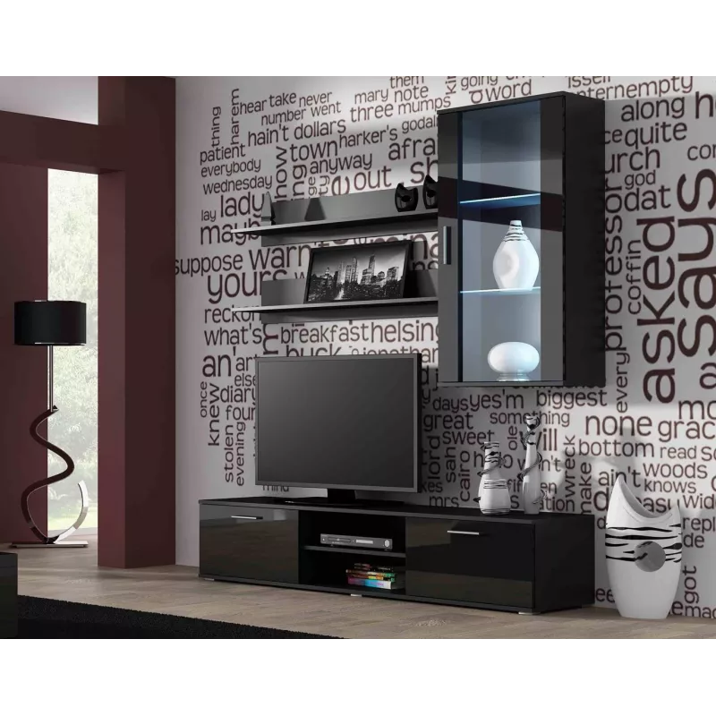 Cama tv-standaard SOHO 180 zwart/zwart glanzend