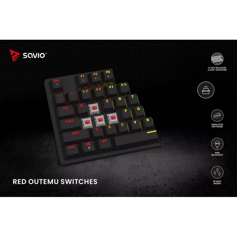 Mechanisch toetsenbord RGB Tempest X2 Outemu Red Savio Savgk-tempest X2 Red