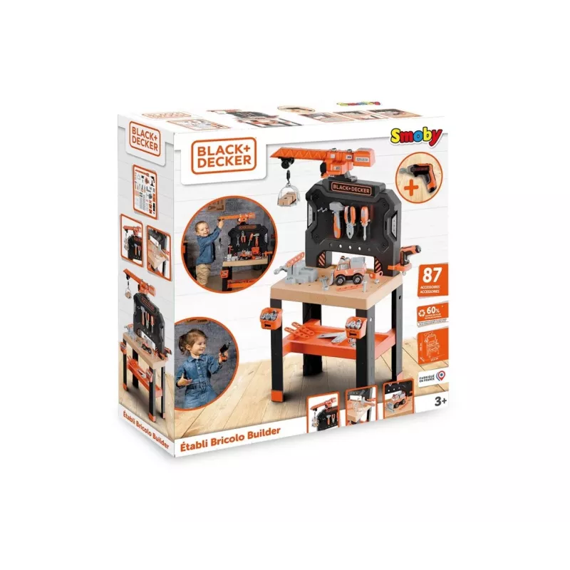 Kinderwerkplaats speelgoed SMOBY Bricolo Builder 7600360741 – bouwgereedschapsset voor rollenspellen