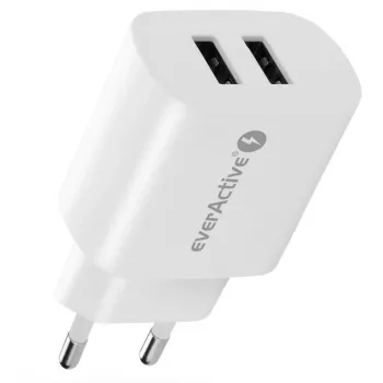 TELEFOONOPLADER 2X USB 2, 4A 12W WIT