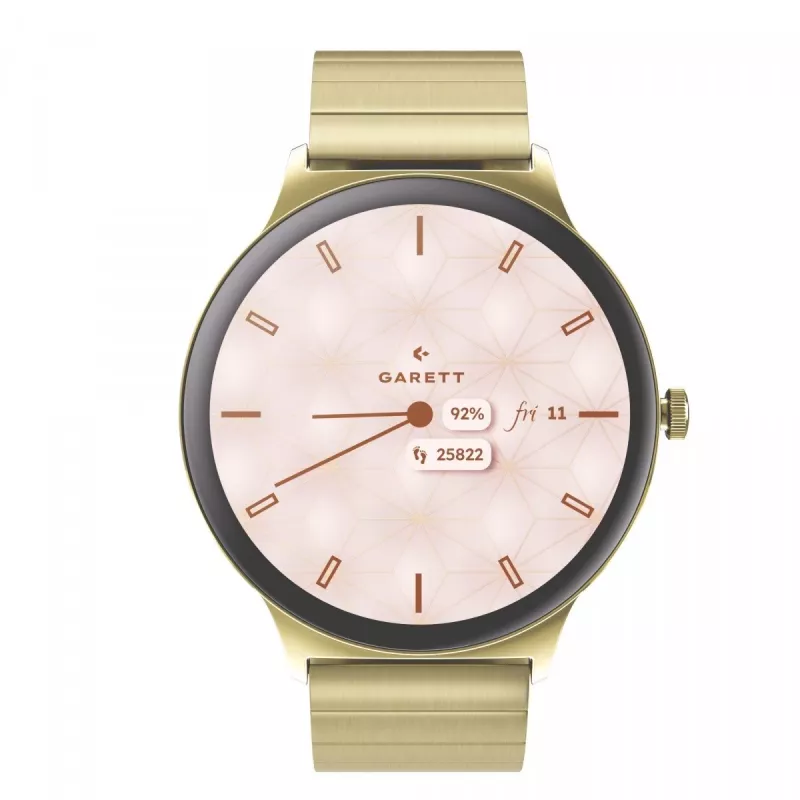 Smartwatch Garett Verona 2 Gold Steel met Bluetooth en hartslagmeter