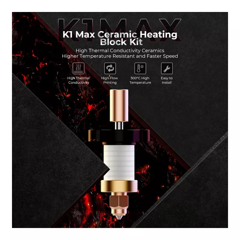 Verwarmingsblok Creality 3D 4001030123 K1 K1Max zwart koper rood