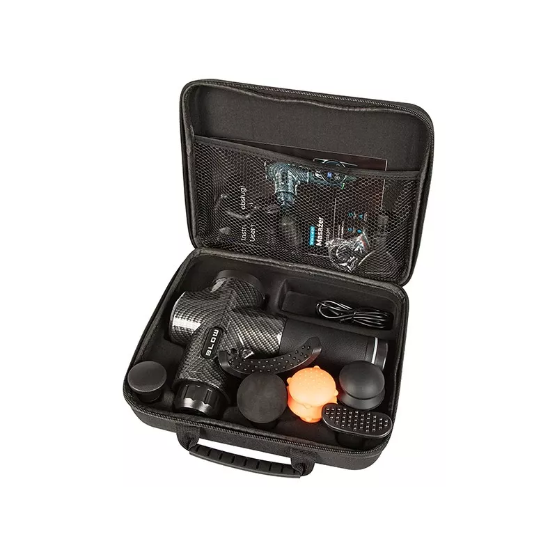 BLOW Wave 4000 44-340# massagepistool, 30 snelheden, 10 opzetstukken, 100 W, LCD-touchdisplay, USB-C, zwart