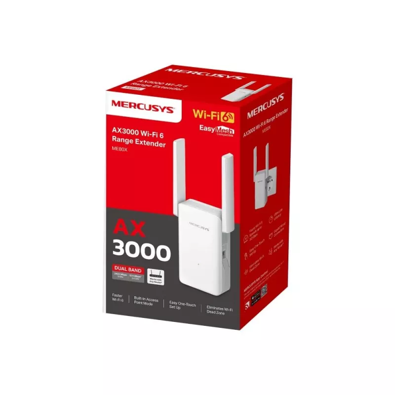 Mercusys ME80X netwerk-extender, wit 100, 1000 Mbit/s