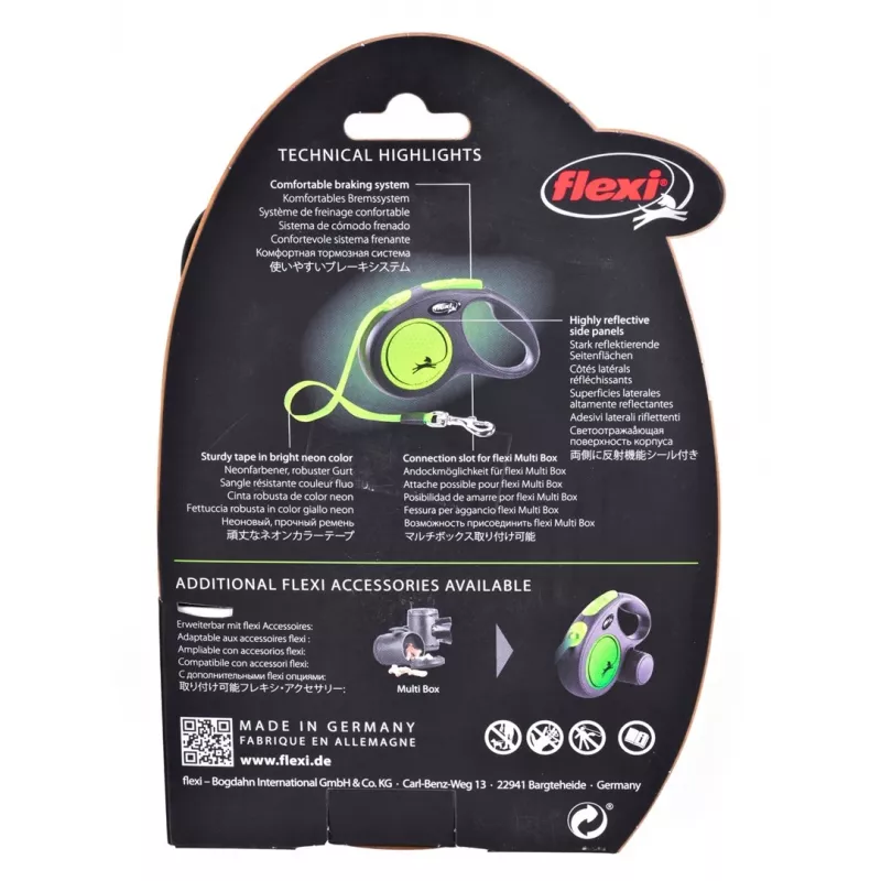 FLEXI nieuw Neon M - rolriem - 5 m