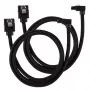 Corsair CC-8900282 Premium gesleeved SATA-kabel, gehoekt, 60 cm, zwart, verpakking van 2