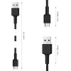Aukey CB-CA2 OEM USB-C naar USB-A-kabel, nylon gevlochten, 2 m, zwart