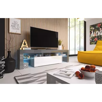 Cama TV-standaard TORO 158 grijs/wit glanzend