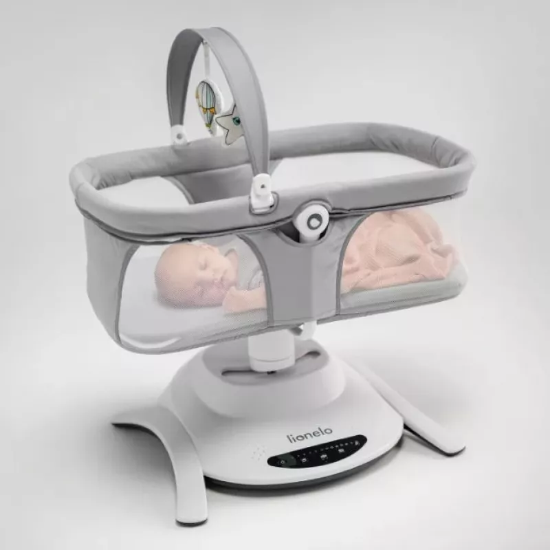 Wieg / schommelwieg Lionelo Bella set grijs beton – babybed met schommel functie