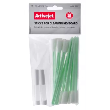 Apparatuur-reinigingsset ActiveJet AOC-303 — 12 witte katoenen stokjes voor toetsenborden, universeel
