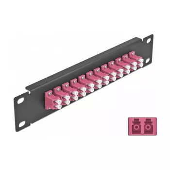 Glasvezel patchpaneel DeLOCK 10 inch 12 poorten LC duplex violet 1U zwart