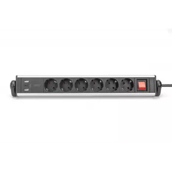 Digitus 6-voudige bureau-stekkerdoos met 3x USB-aansluitingen 1,5 m kabel