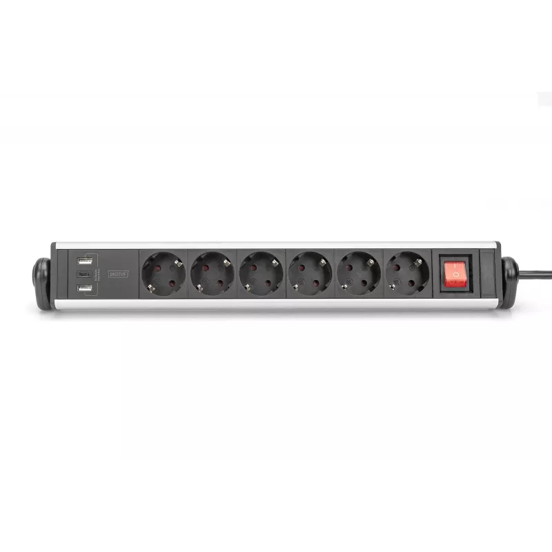Digitus 6-voudige bureau-stekkerdoos met 3x USB-aansluitingen 1,5 m kabel