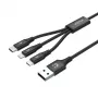 USB-kabel Unitek C14049BK — USB-C naar Micro-USB B/Lightning, USB 2.0, 1,2 m, zwart