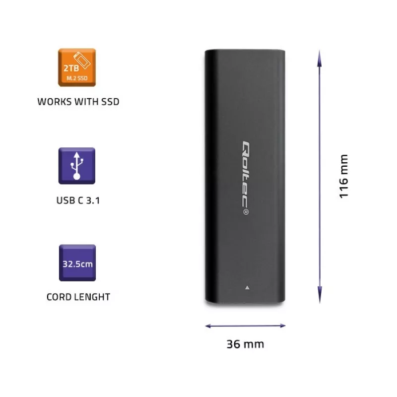 Behuizing | behuizing voor M.2 SATA SSD | NGFF | USB Type-C