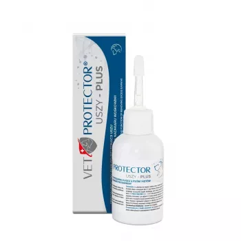 Ooroplossing JM Sante Vet Protector Uszy Plus 50 ml — oorverzorging voor volwassen honden en katten, kunststof fles