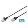Patchkabel DIGITUS CAT 6 U-UTP slank, 0,5 m, zwart, 10-pack