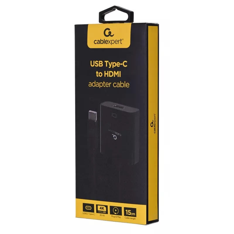 USB Type-C naar HDMI-adapter Gembird A-CM-HDMIF-03, USB 2.0/3.2 Gen2, 3840×2160@30Hz, zwart