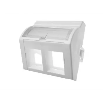 Adapter 45x45 2xRJ45 convex haaks Alantec OS022 — 2-poorts RJ45 hoekadapter