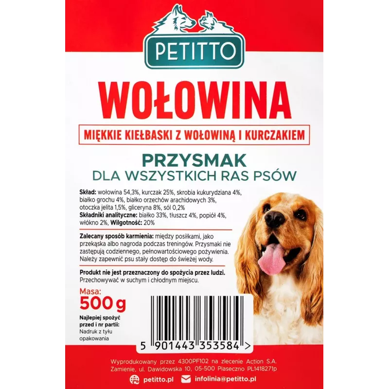 PETITTO Zachte rundvleesworstjes hondensnack, 500 g