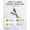 Goobay USB-C-kabel Fabric Supersoft met metalen stekkers, 2 m, zwart (2m, USB 2.0, 60W), USB-kabel