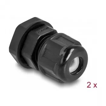 DeLOCK EX kabelwartel M12 zwart 2 stuks polyamide