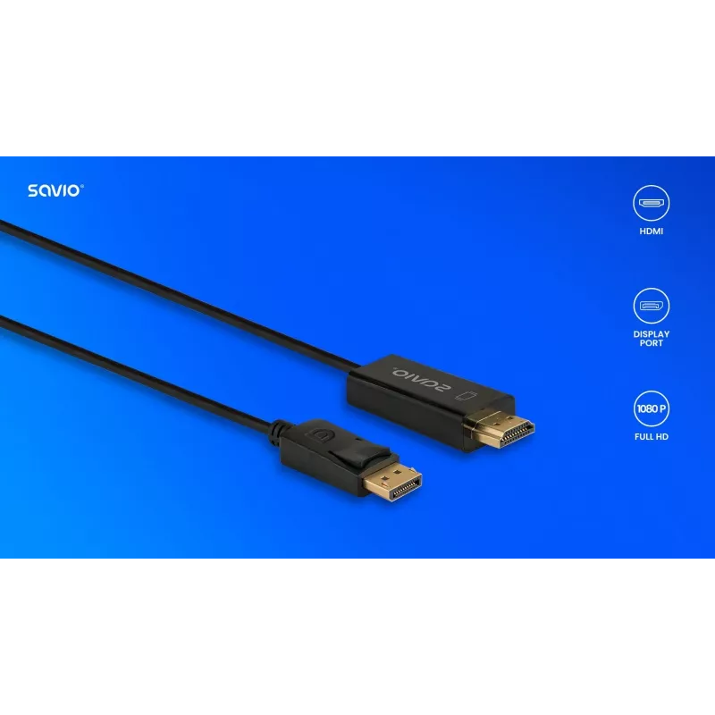 Kabel Display Port naar HDMI 1,5m, CL-183 Savio SAVKABELCL-183