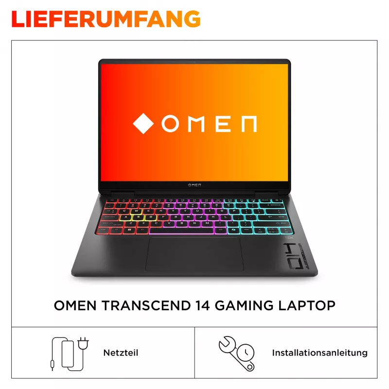 HP OMEN Transcend Gaming-laptop 14-fb1075ng 14 3K OLED U7-255H 32GB/1TB SSD RTX5060 Win11 - BV8C5EA - ABD (BV8C5EA#ABD)