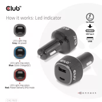 CLUB3D notebook-/laptop-autolader 63 Watt, auto, sigarettenaansteker, 24 V, zwart