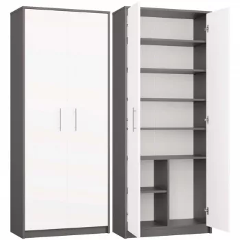 OLIV 2D CLOSED SHELVING UNIT, antraciet/wit SET