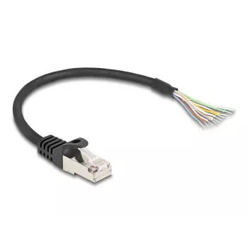 DeLOCK kabel RJ50-stekker naar open kabeleinden S/FTP 0,25 m zwart
