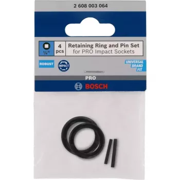 Set borgring en pen, voor PRO Impact dopsleutel 1/4, beveiliging zwart, 4-delig