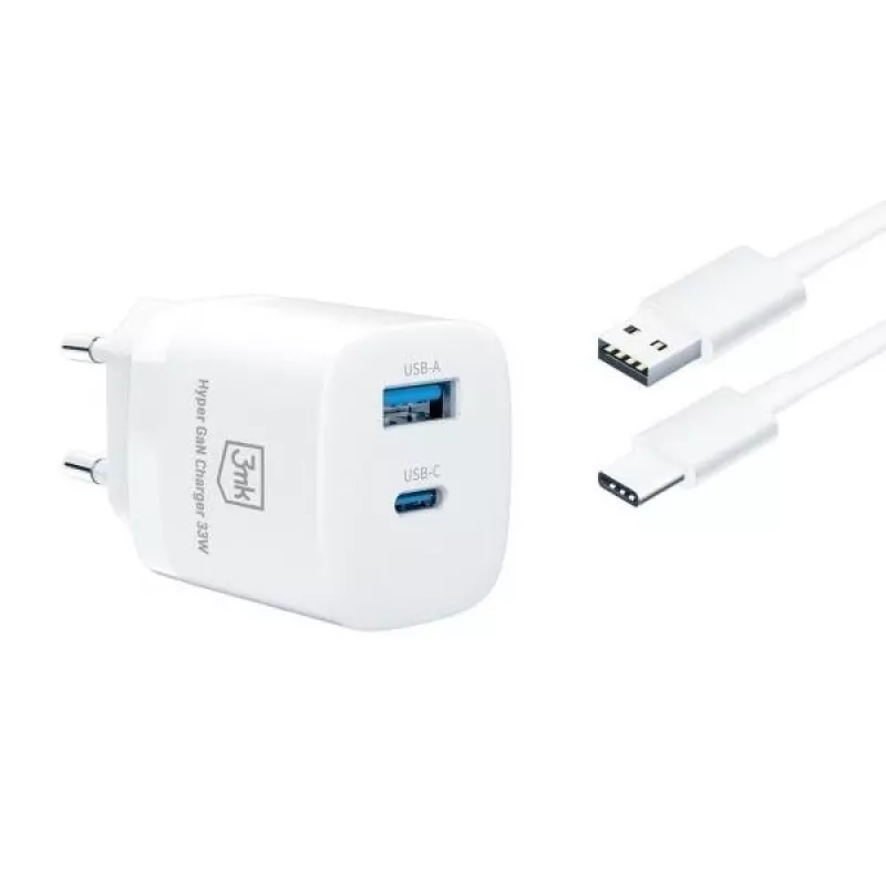 Oplader 33W GaN PD 1xUSB-A+1xUSB-A